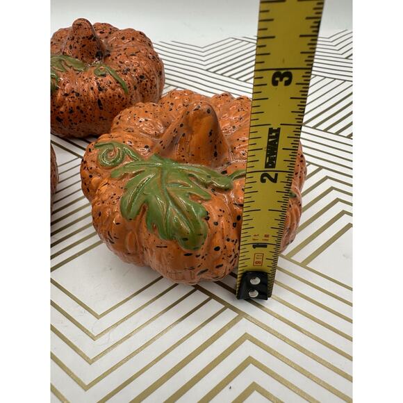 Vintage Ceramic Pumpkins Fall Decor Thanksgiving in orange green brown - Picture 4 of 7